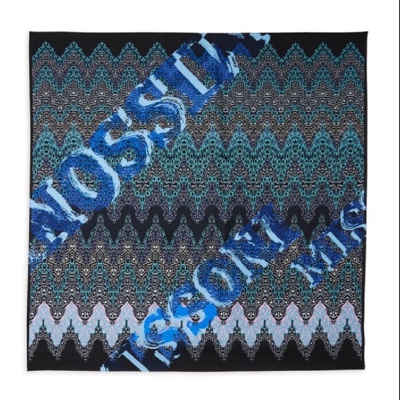 NWT Missoni $280 Printed Silk Scarf Blue - Picture 2 of 8